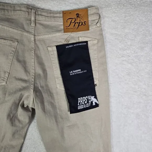 PRPS Jeans Le Sabre Slim Straight Fit Mens Size 34x33 Japanese Denim Beige - Picture 7 of 11